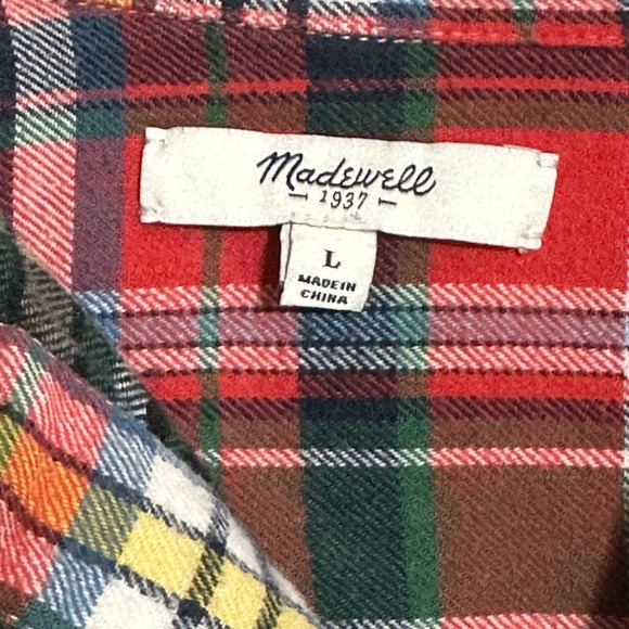 Madewell Ex-boyfriend Highland Tartan Christmas Colors Plaid Flannel Shirt - Picture 8 of 14